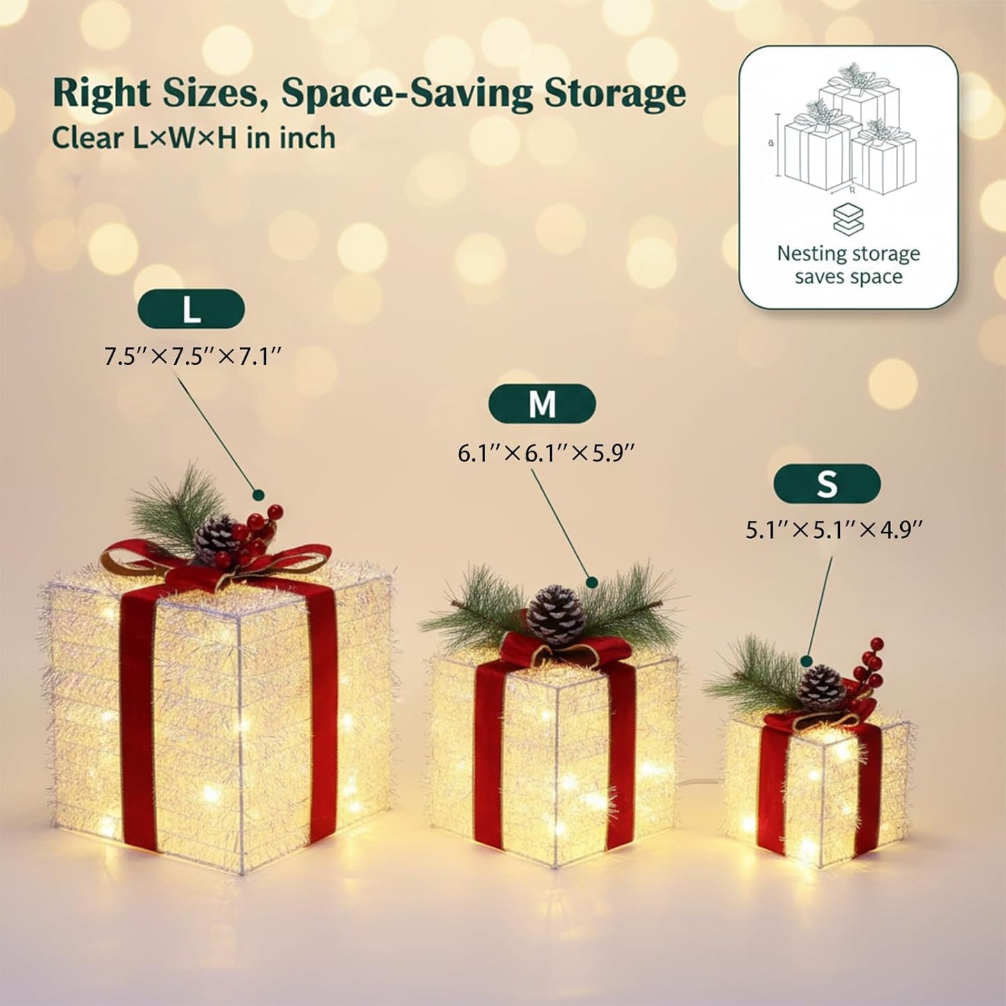 Christmas Gift Box Lamp Set – Fairy Light Holiday Décor