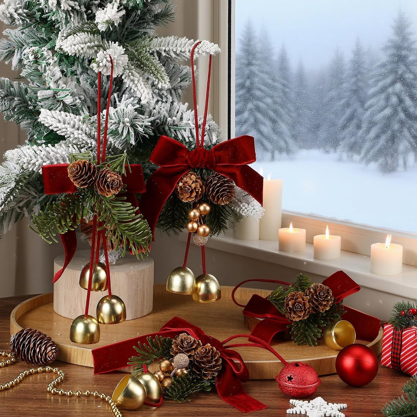 Red Velvet Christmas Bows – Jingle Bell Holiday Décor