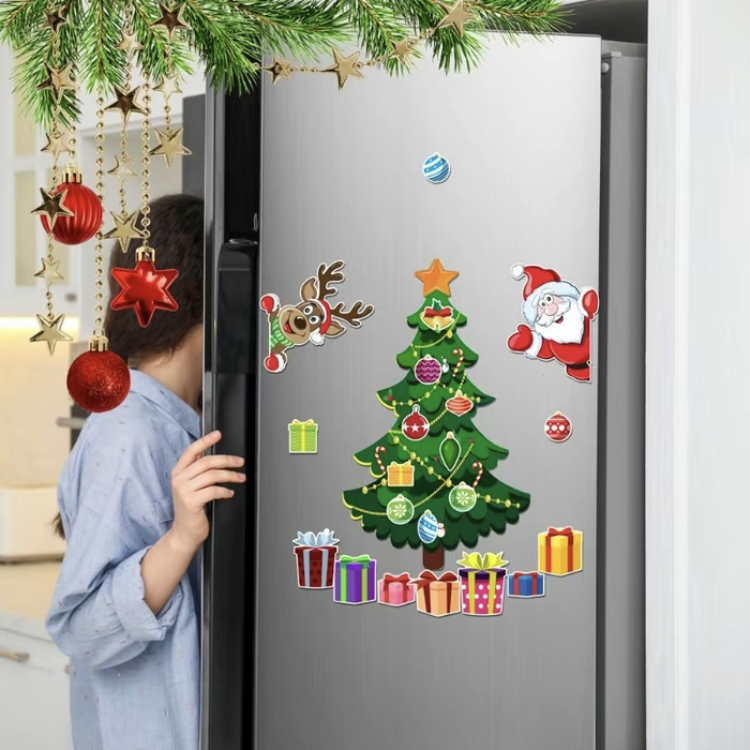 FuRise Magnetic Christmas Fridge Magnet Decor – Santa & Christmas Tree Holiday Stickers