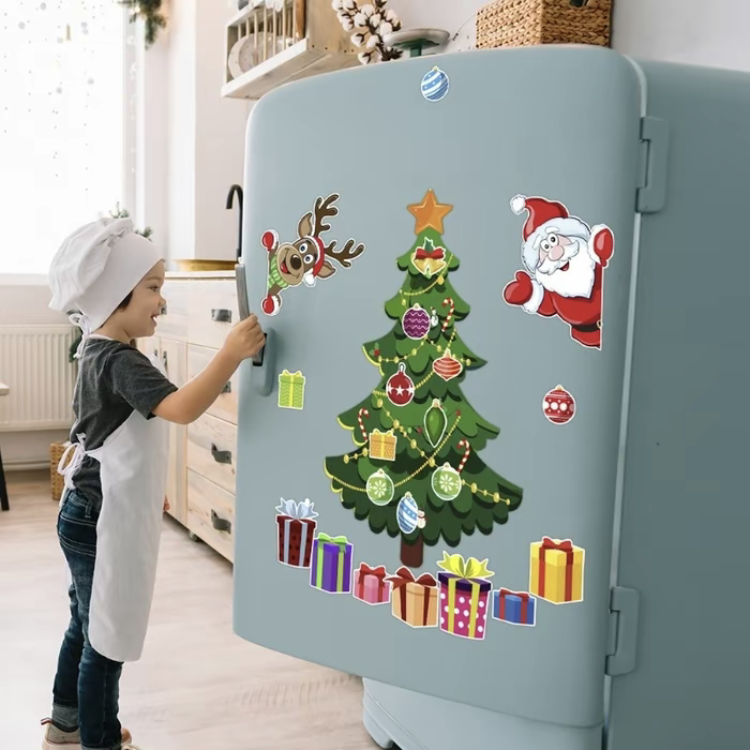 FuRise Magnetic Christmas Fridge Magnet Decor – Santa & Christmas Tree Holiday Stickers