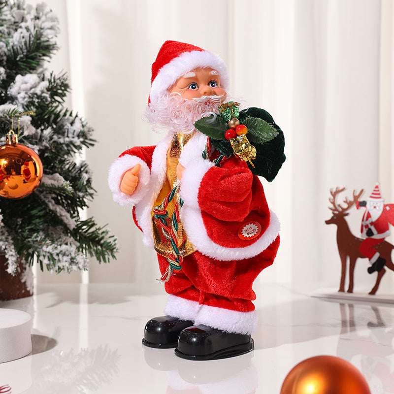 Electric Santa Claus Dwarf Ornament – Musical Christmas Desktop Decoration, Fun Indoor/Outdoor Holiday Party Gift
