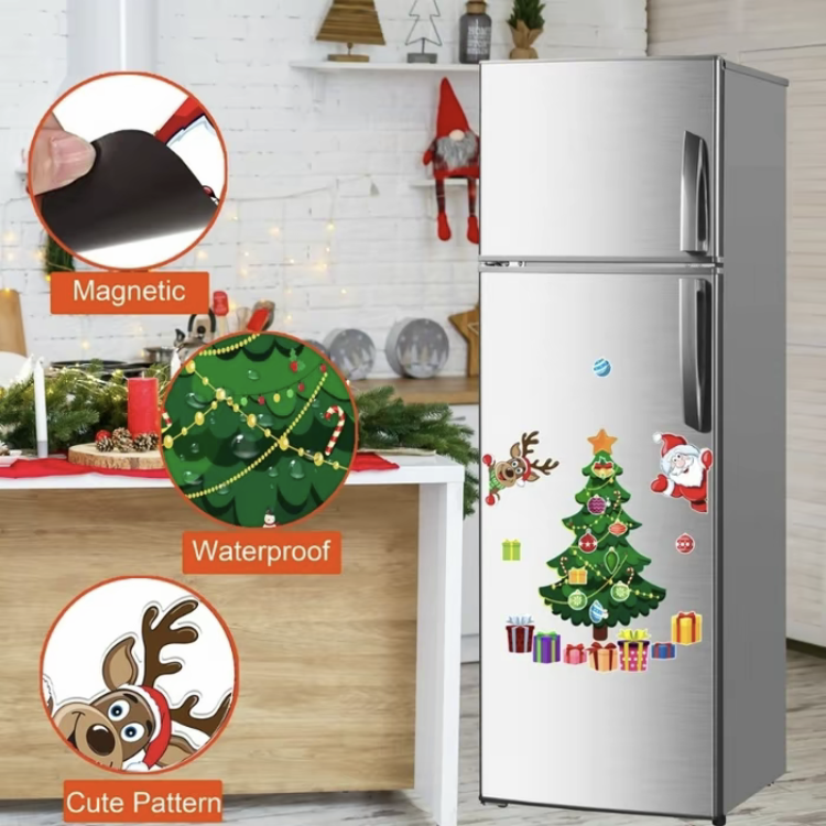 Magnetic Santa & Tree Christmas Fridge Decor