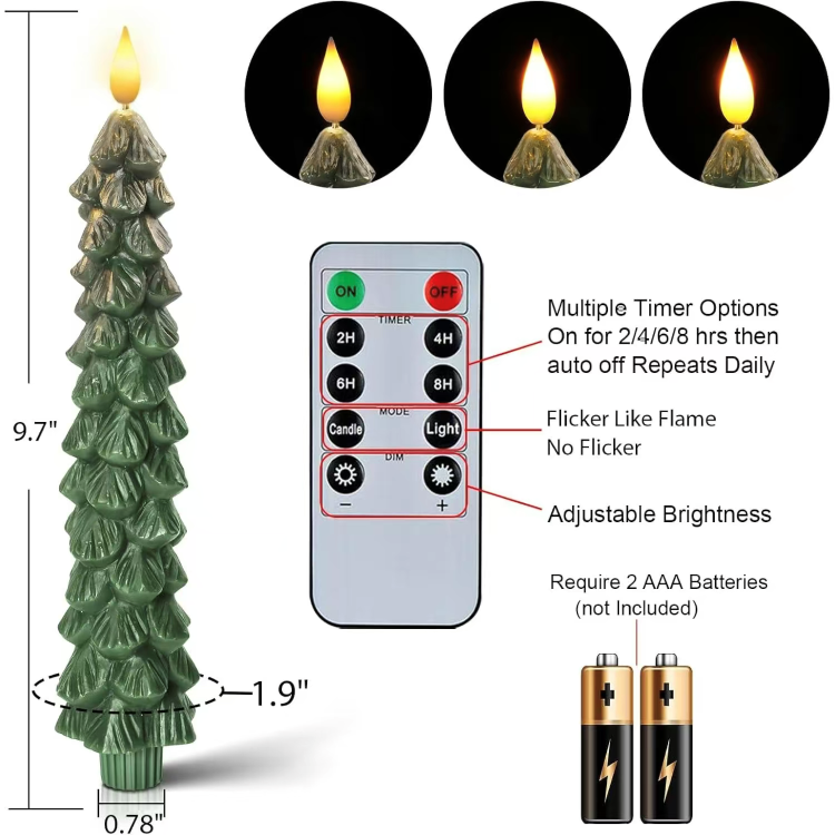 Realistic Christmas Tree LED Candle Set – Holiday Décor