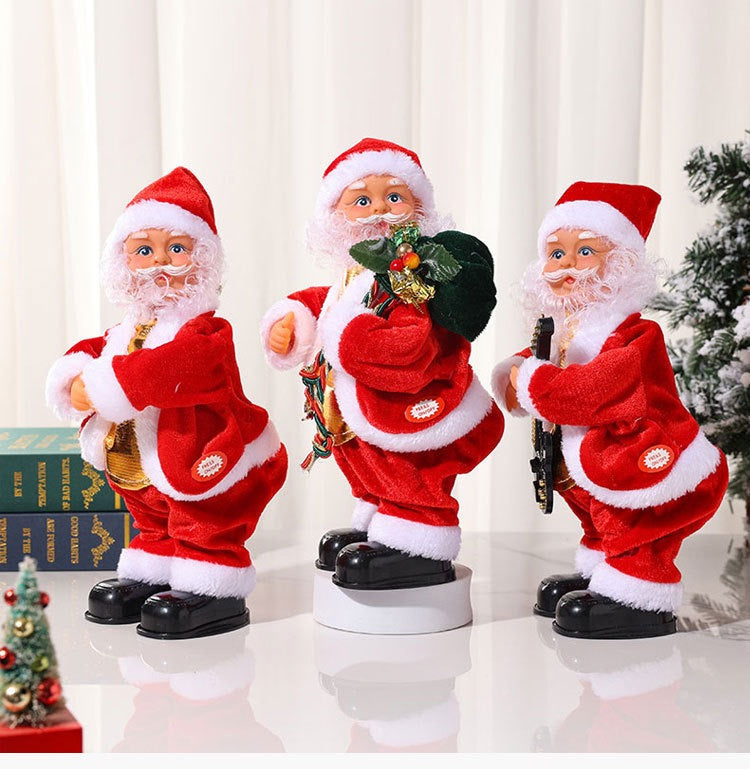 Electric Santa Claus Dwarf Ornament – Musical Christmas Desktop Decoration, Fun Indoor/Outdoor Holiday Party Gift