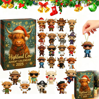 2026 Highland Cow Advent Calendar – 24-Day Christmas Countdown with Mini Highland Cow Figures