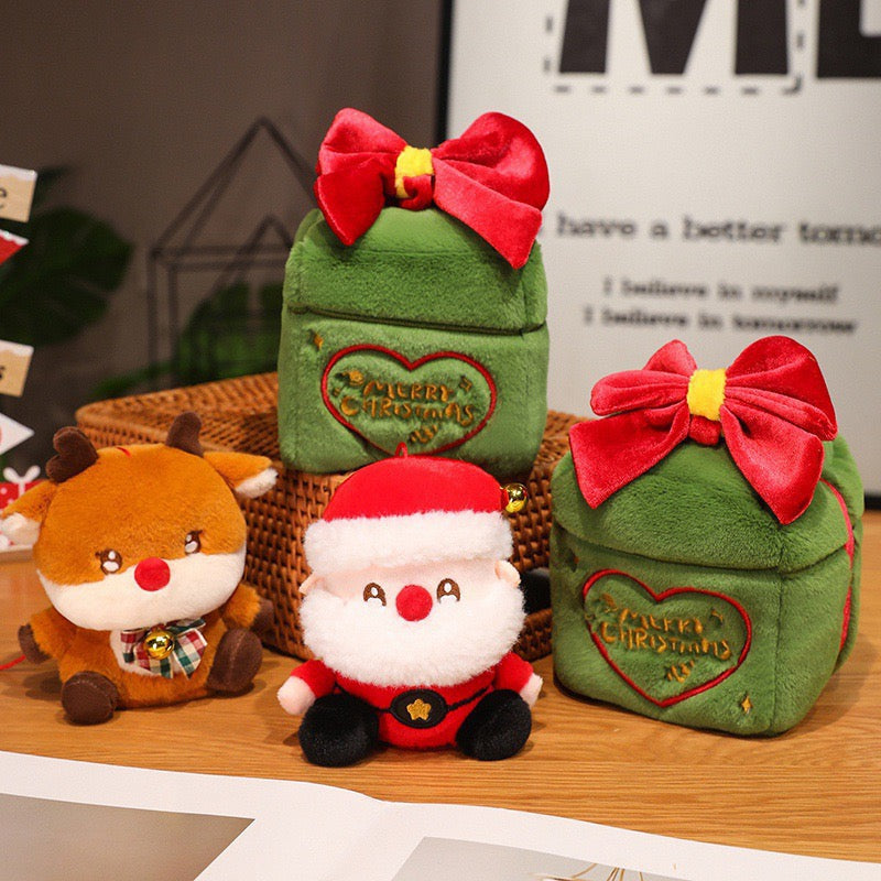 Christmas Surprise Gift Box (Santa Claus & Reindeer) – Cute Plush Doll, Ideal Christmas Gift for Girlfriends