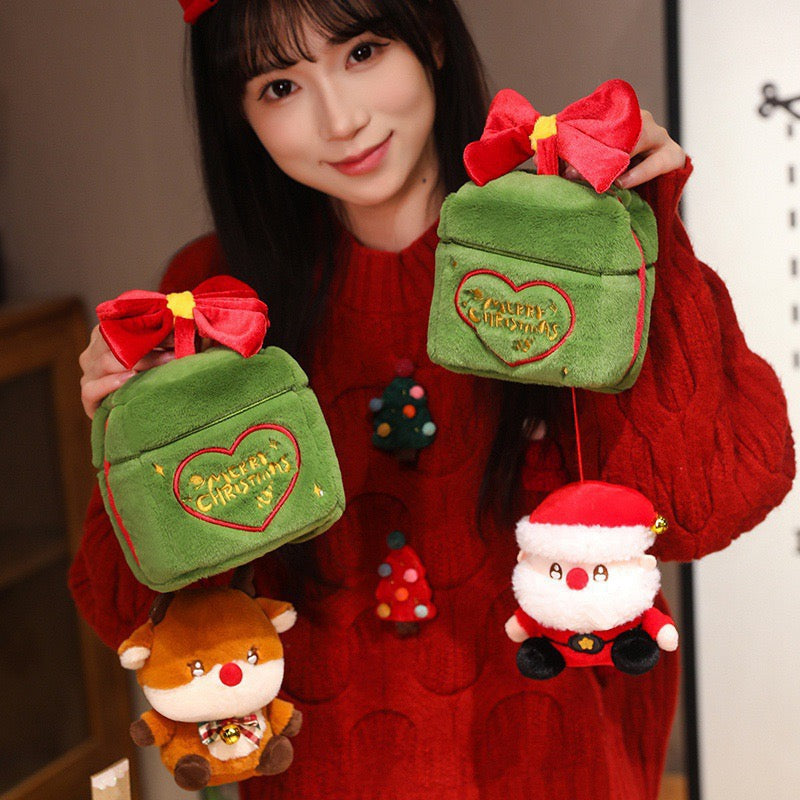 Christmas Surprise Gift Box (Santa Claus & Reindeer) – Cute Plush Doll, Ideal Christmas Gift for Girlfriends