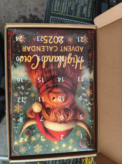 2026 Highland Cow Advent Calendar – 24-Day Christmas Countdown with Mini Highland Cow Figures