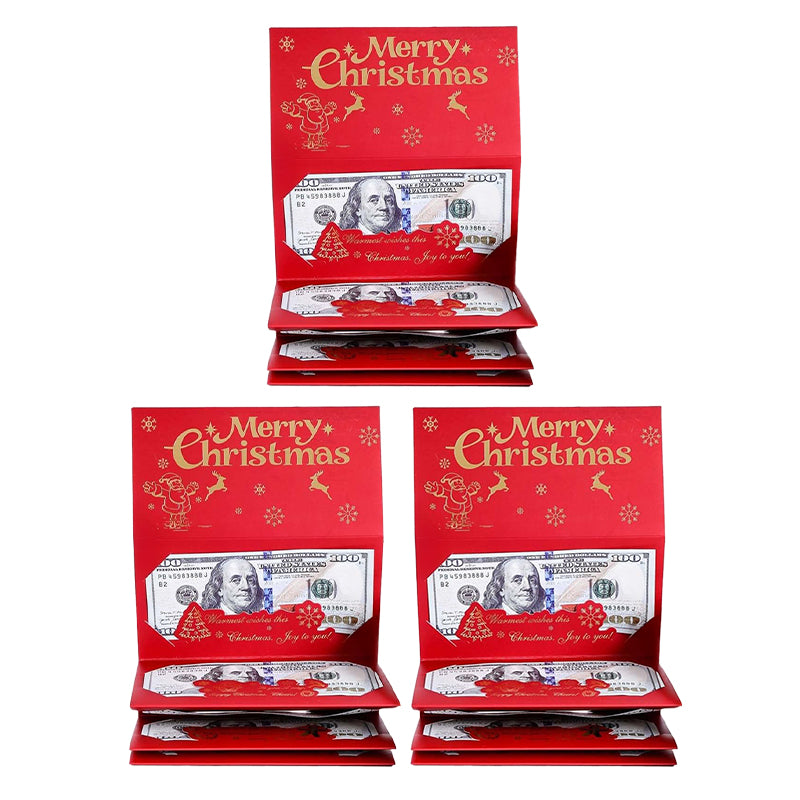 Christmas Santa Folding Red Cash Envelopes – 6-Piece Gift Pack with Gold Stamping & Ribbon DIY Design for Party and Festive Decorations
