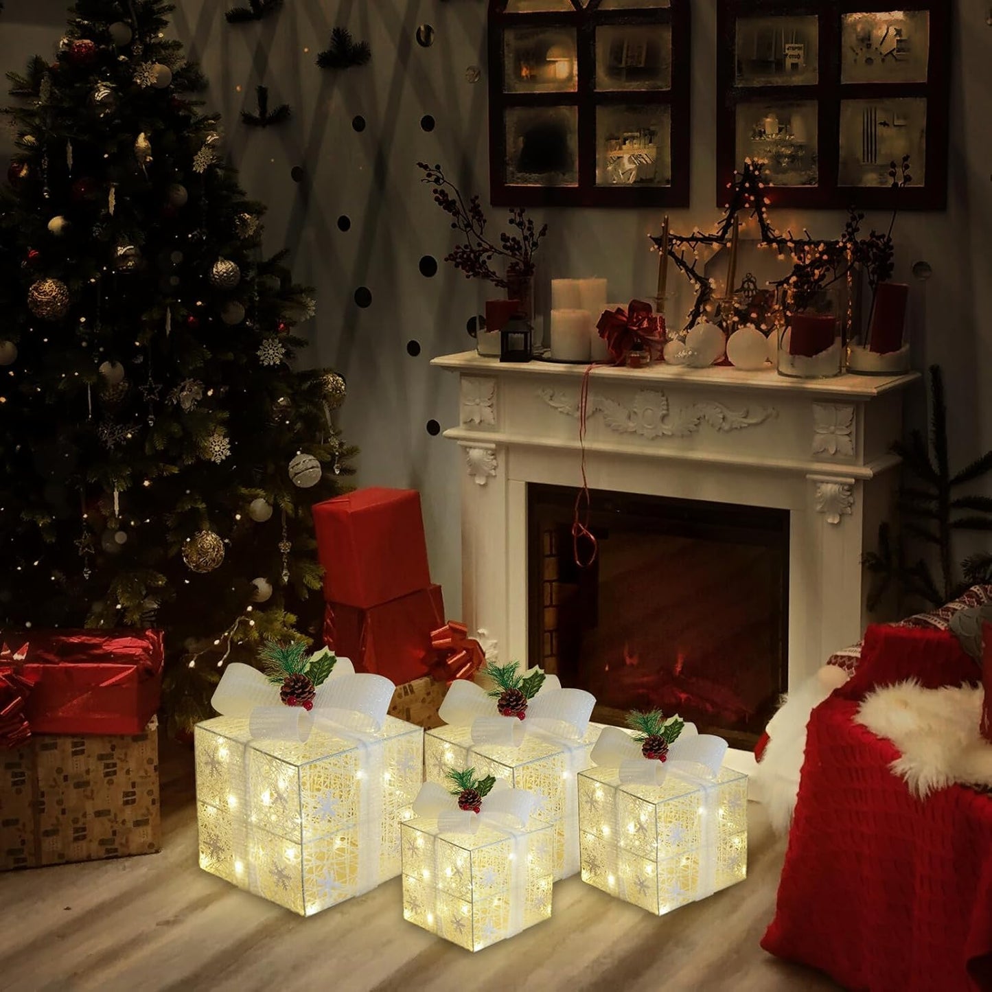 Christmas Gift Box Lamp Set – Fairy Light Holiday Décor