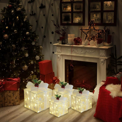Christmas Gift Box Lamp Set – Fairy Light Holiday Décor