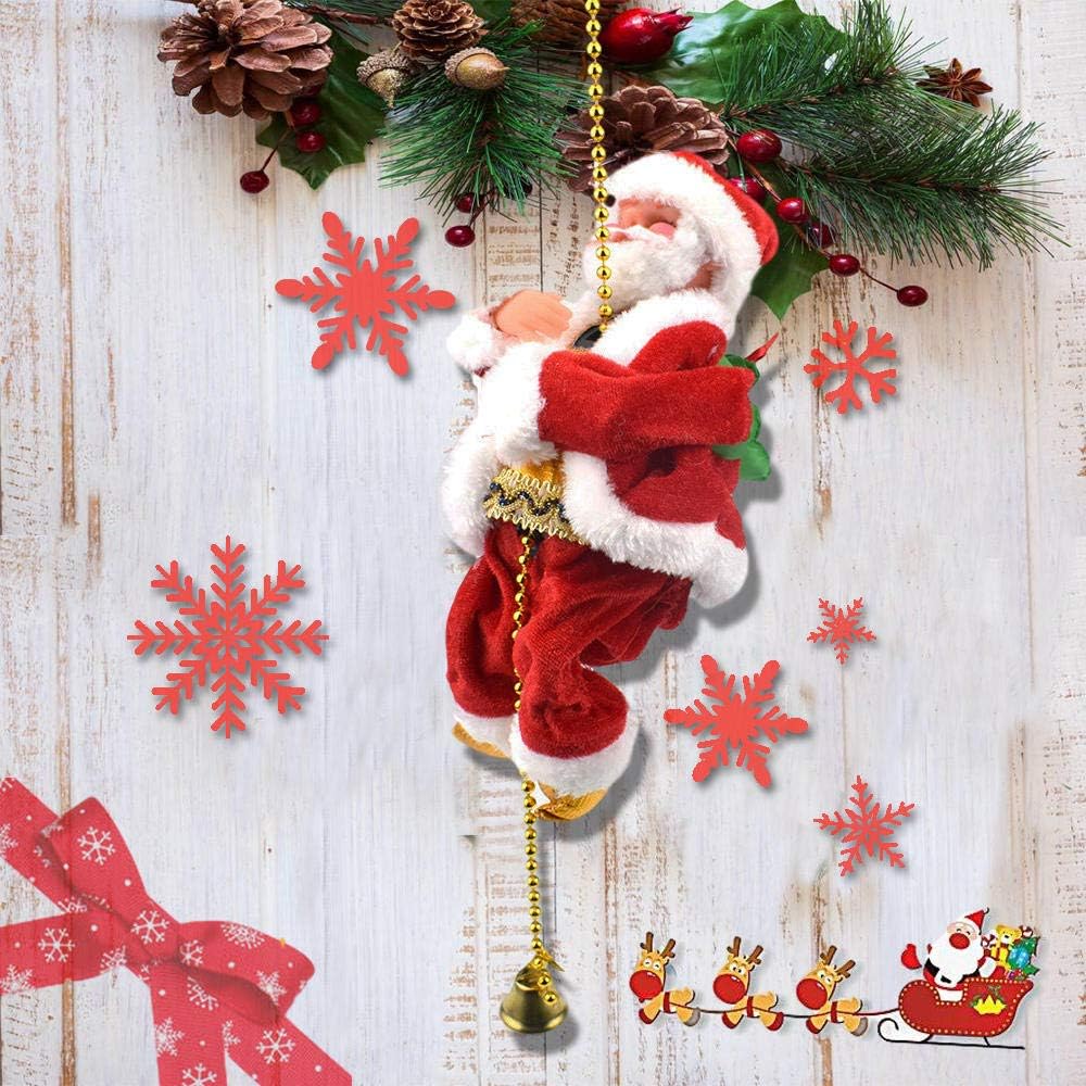 Electric Animated Climbing Santa Claus 2025 – Merry Christmas Ornament with Rope Ladder for Tree, Door, Indoor and Outdoor Holiday Decor