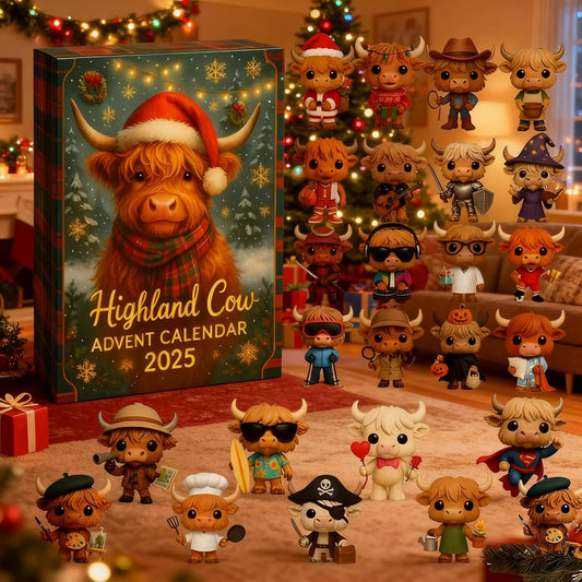 2026 Highland Cow Advent Calendar – 24-Day Christmas Countdown with Mini Highland Cow Figures