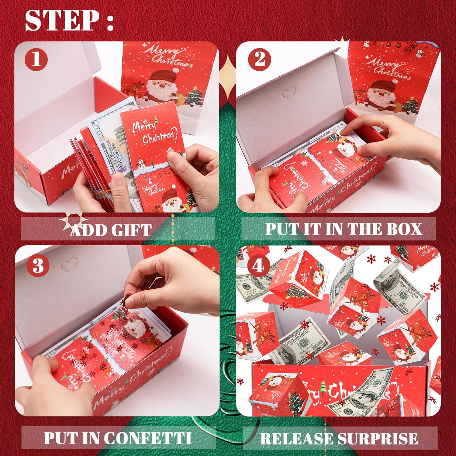 Explosive Surprise Gift Box – Red Bounce Envelope with Confetti, Money Holder for Birthdays, Valentine’s & Marriage Proposals