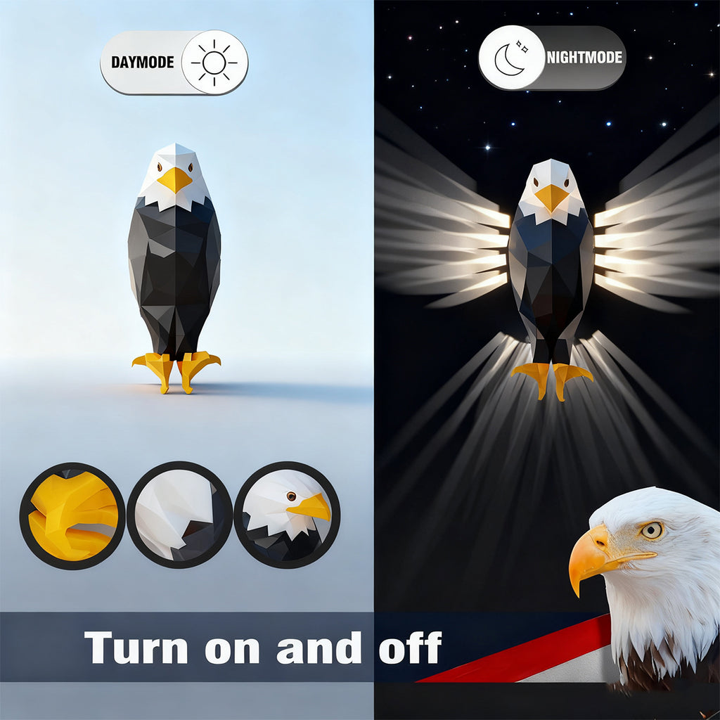 Festive Christmas Bald Eagle Wall Light – American Eagle Night Light, Wall-Mounted Holiday Lamp for Living Room & Bedroom Decor