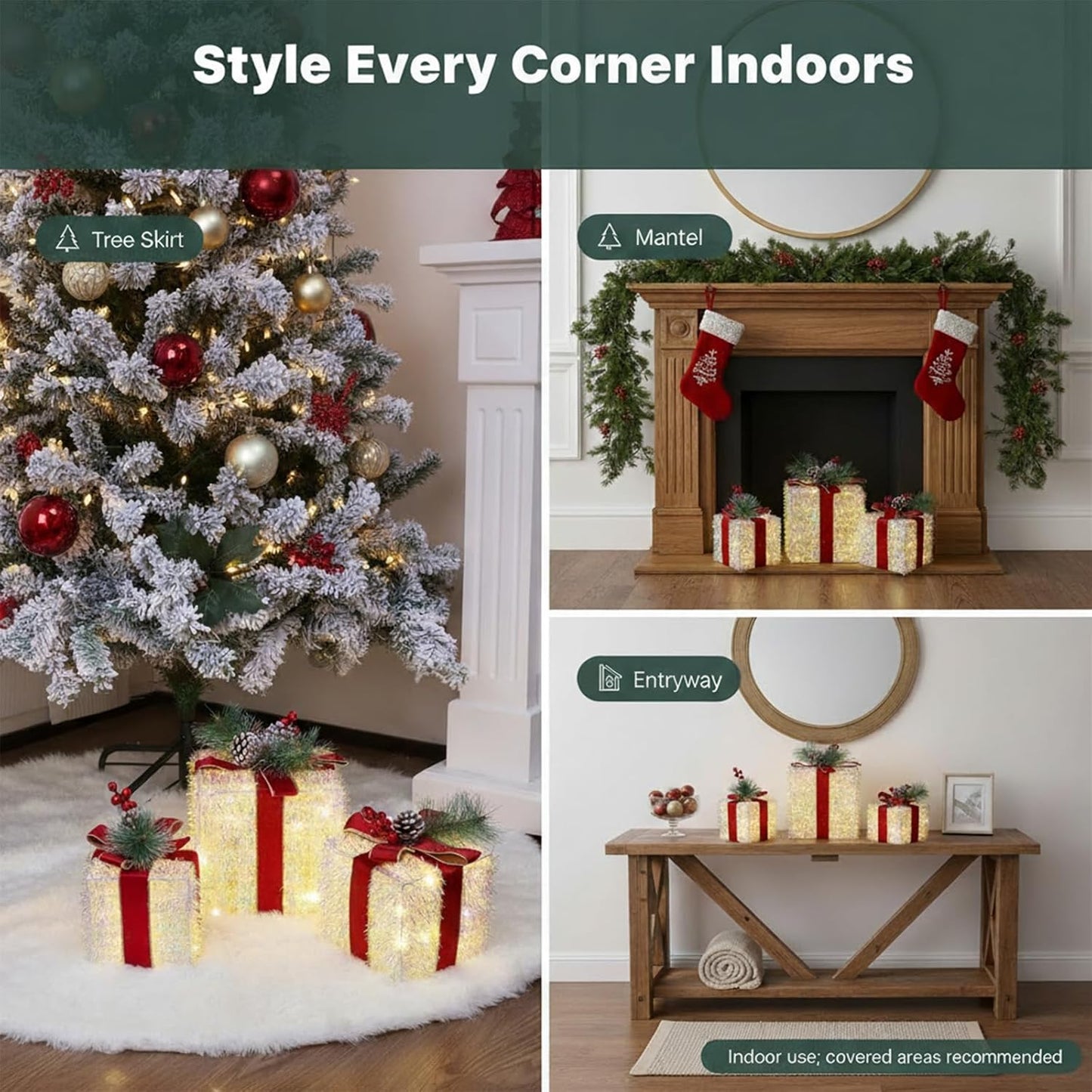 Christmas Gift Box Lamp Set – Fairy Light Holiday Décor