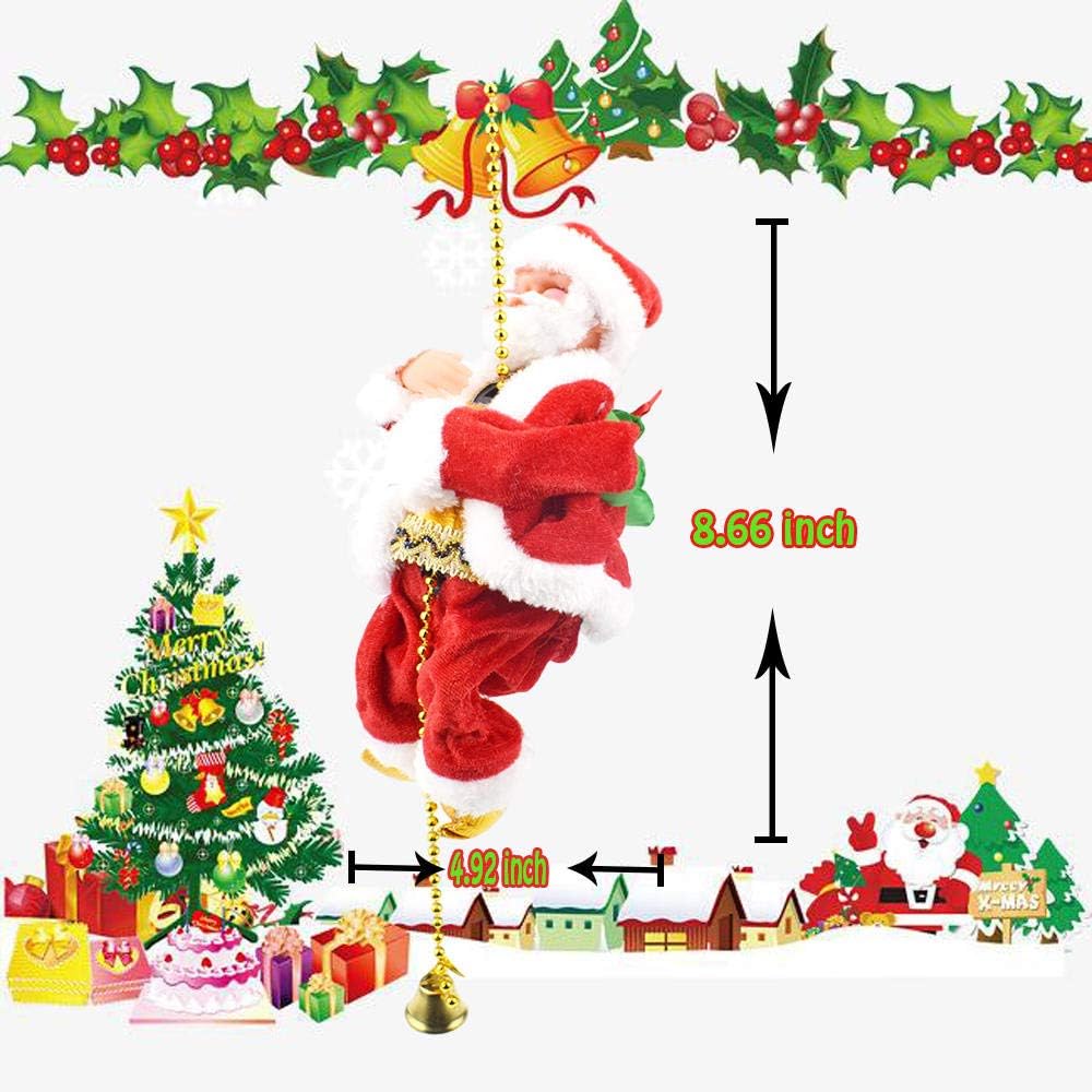 Electric Animated Climbing Santa Claus 2025 – Merry Christmas Ornament with Rope Ladder for Tree, Door, Indoor and Outdoor Holiday Decor