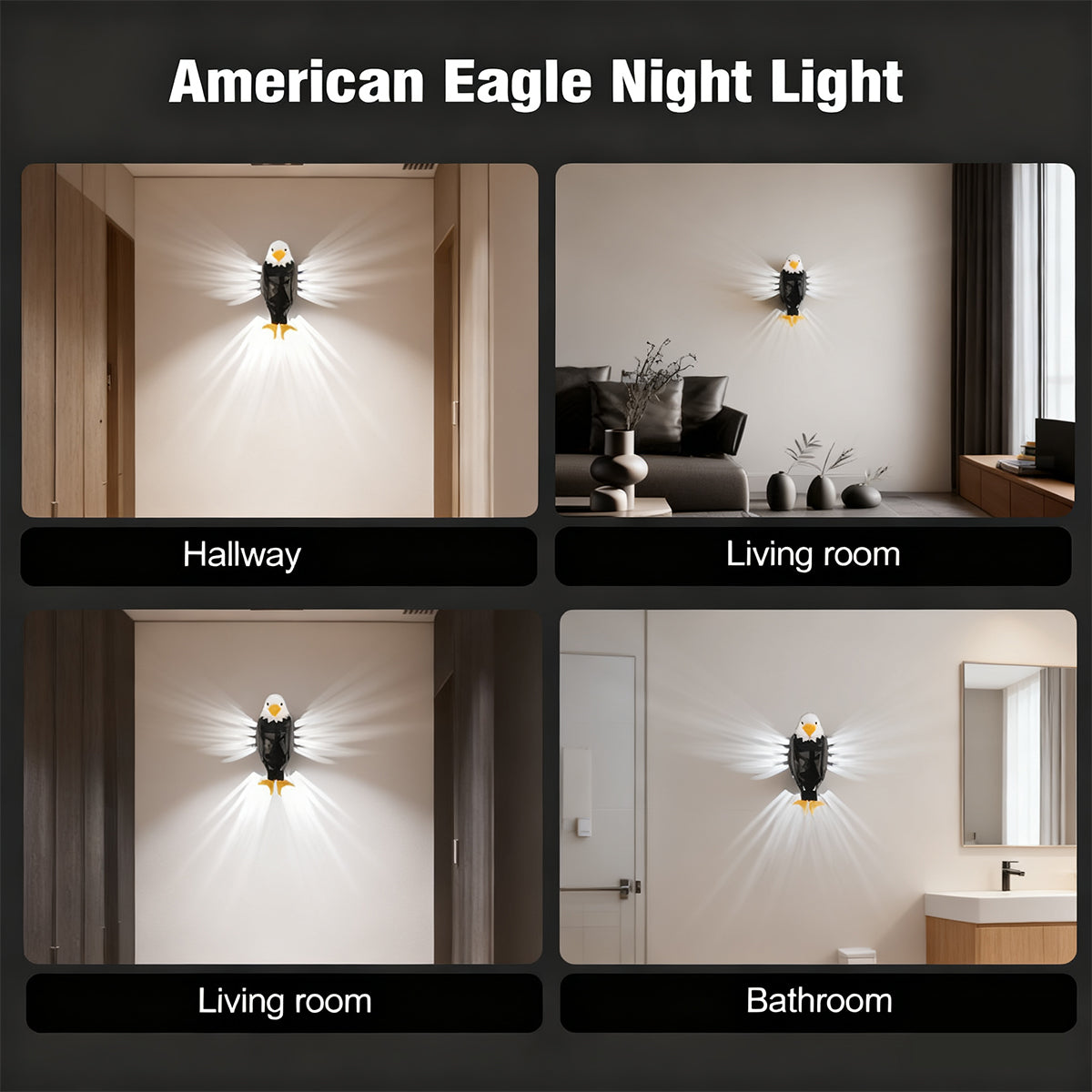 Festive Bald Eagle Wall Light – Holiday Night Lamp