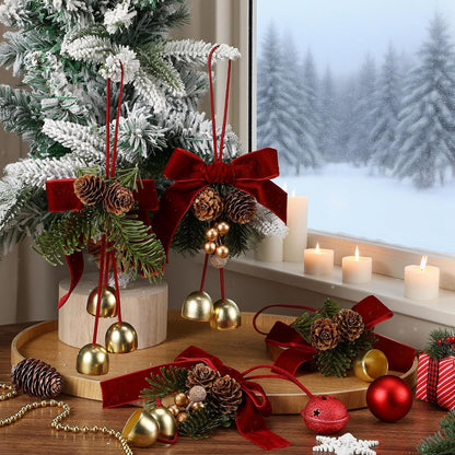 Red Velvet Christmas Bows – Jingle Bell Holiday Décor