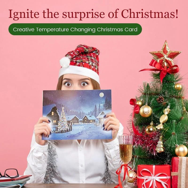 Temperature-Changing and Color-Changing Light-Up Christmas Cards – Surprise Holiday Greeting Cards for Girlfriend, Friends, Children and Colleagues