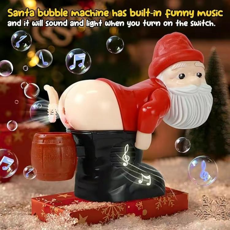 Farting Santa Bubble-Blowing Christmas Machine with Hilarious Sound Effects and Holiday Music – Fun Bubble Blaster Toy for Kids and Gag Gift for Christmas