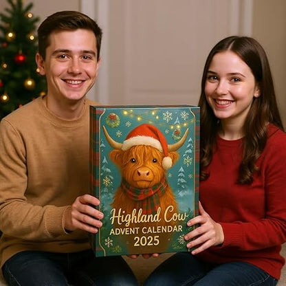 2026 Highland Cow Advent Calendar – 24-Day Christmas Countdown with Mini Highland Cow Figures